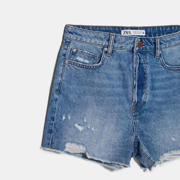 ZARA RIPPED DENIM SHORTS - Picture 5 of 5